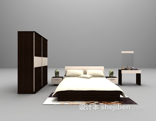 木质矮床具3d模型下载