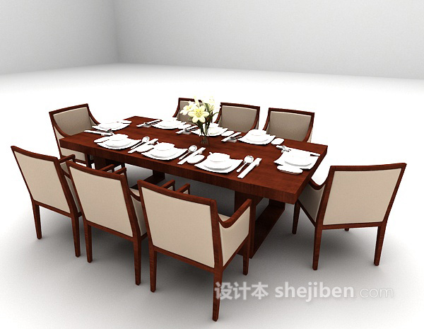 免费欧式餐桌3d模型下载