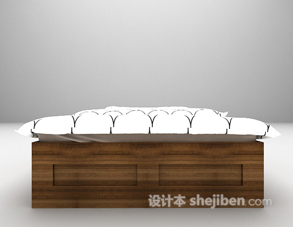 木质床3d模型下载