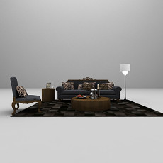 深色沙发组合3d模型下载