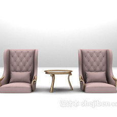 粉色高背椅沙发3d模型下载