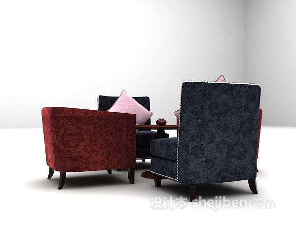 欧式风格布艺桌椅组合3d模型下载