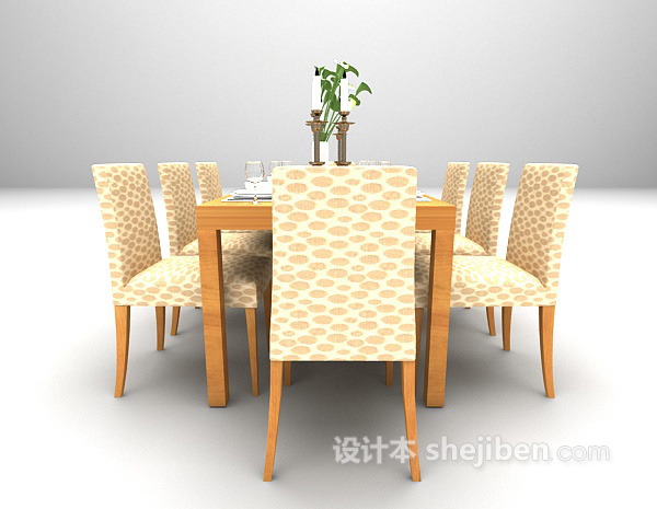设计本灰色木质桌椅3d模型下载