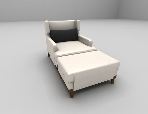欧式风格白色沙发3d模型下载
