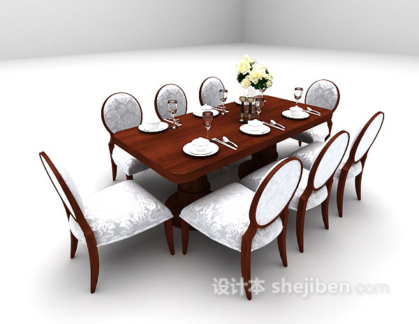 欧式风格欧式木质桌椅欣赏3d模型下载