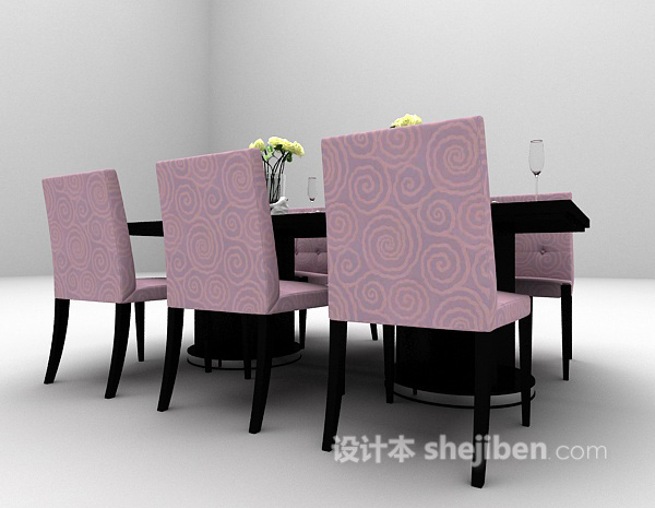 免费紫色方桌3d模型下载