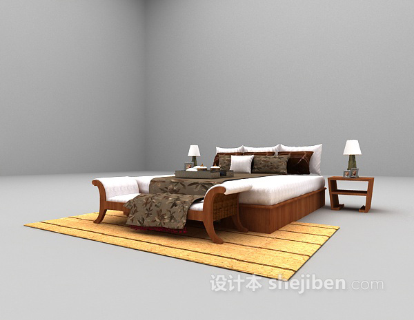 免费现代木质床大全3d模型下载