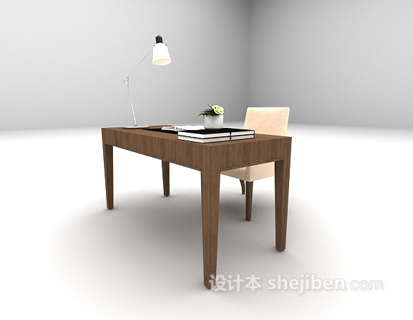 现代风格现代简易书桌3d模型下载