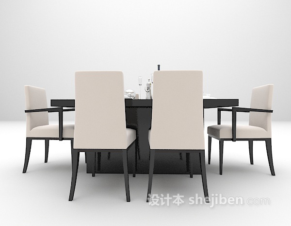 黑色现代餐桌大全3d模型下载