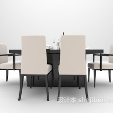 黑色现代餐桌大全3d模型下载