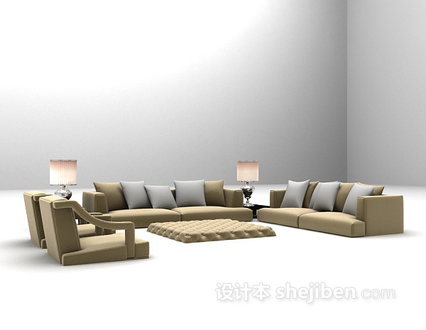 免费欧式家庭沙发3d模型下载