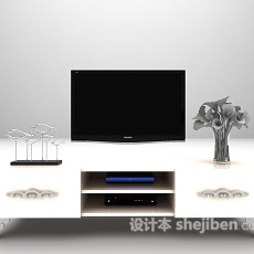 白色欧式电视柜3d模型下载