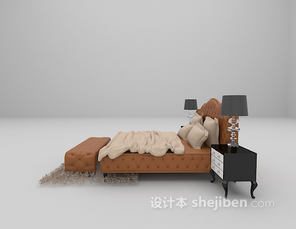 设计本皮质床具3d模型下载