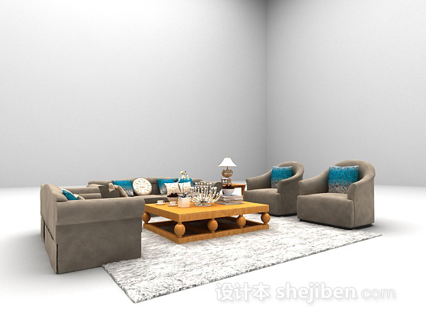 欧式风格欧式客厅沙发3d模型下载