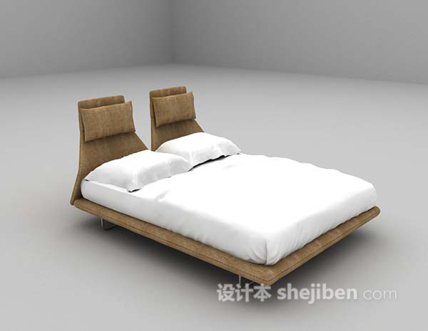 现代风格简易双人床3d模型下载