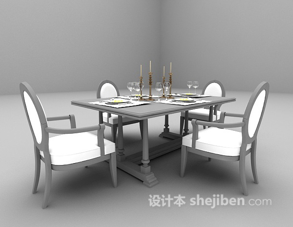 欧式风格欧式桌椅3d模型下载