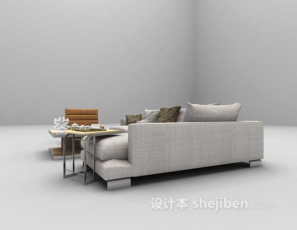 免费现代风格灰色沙发组合欣赏3d模型下载
