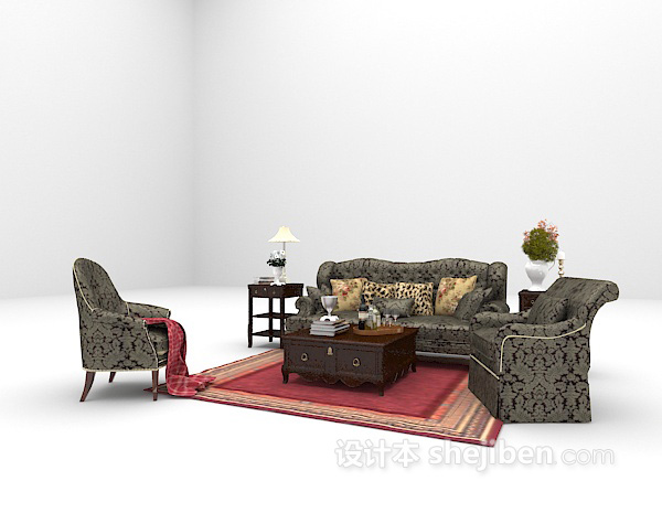 免费欧式古典沙发3d模型下载