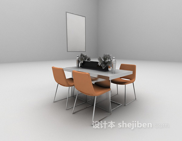现代风格现代简易餐桌推荐3d模型下载
