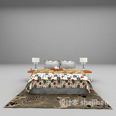 家庭式双人床3d模型下载