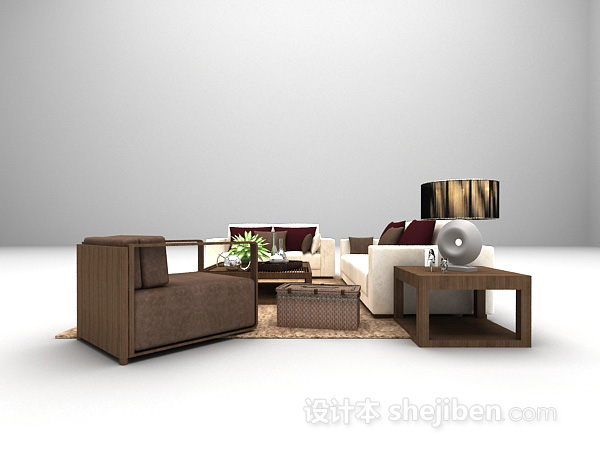 设计本朴素田园组合沙发3d模型下载