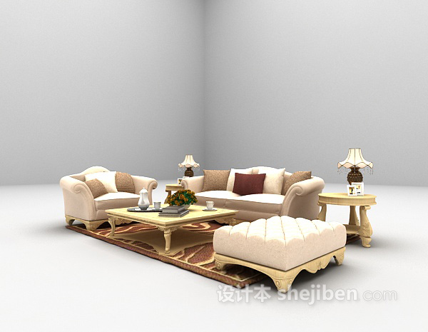 免费浅色沙发组合大全3d模型下载