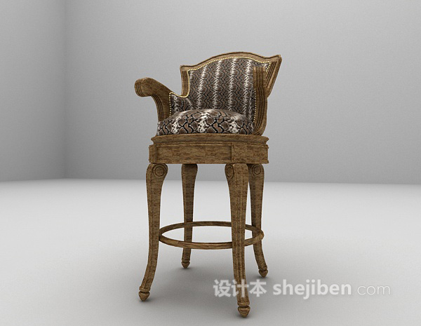 免费欧式古典豪华吧台椅3d模型下载