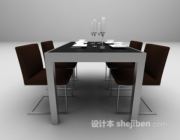 设计本餐桌组合3d模型下载
