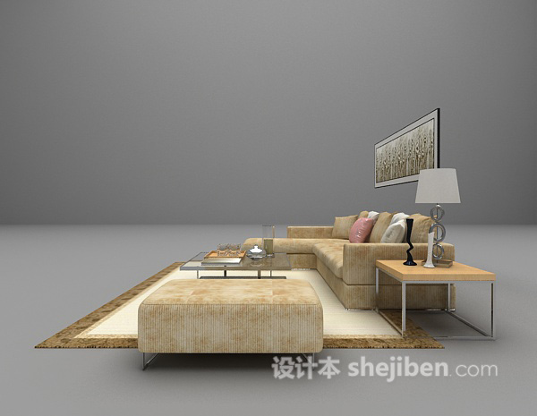 设计本欧式组合沙发3d模型下载