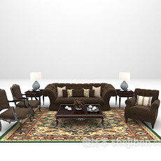 棕色木质沙发3d模型下载