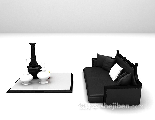 地中海风格黑白组合沙发3d模型下载