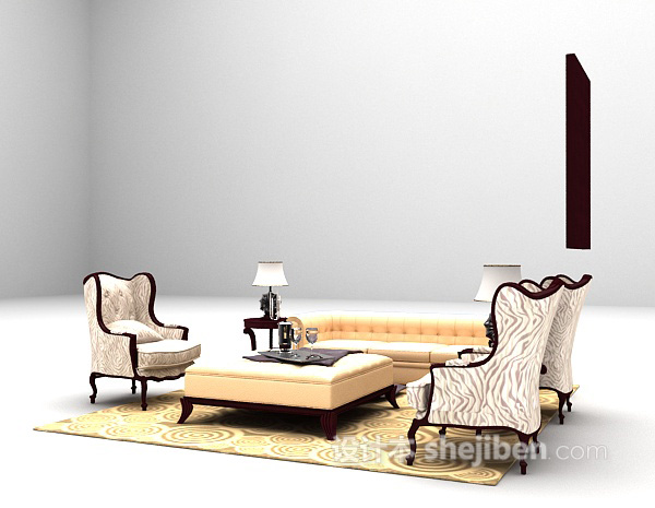 设计本古典欧式沙发免费3d模型下载