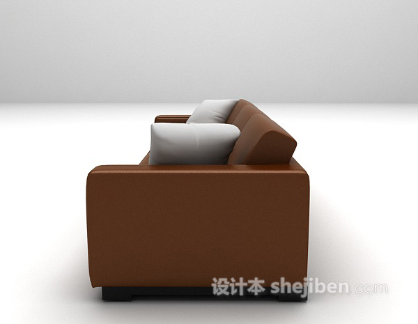 现代风格三人皮质沙发3d模型下载