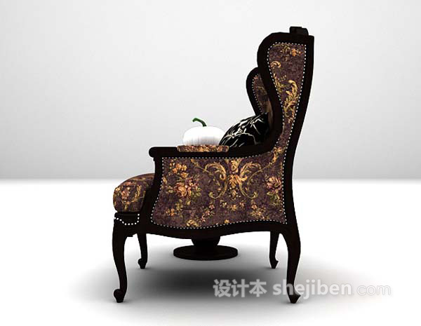 欧式风格欧式棕色休闲椅3d模型下载