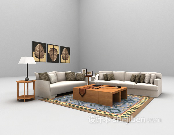 免费现代风格组合沙发3d模型下载