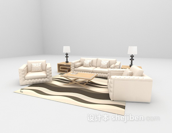 设计本现代白色沙发3d模型下载