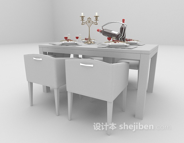 免费灰色桌椅3d模型下载