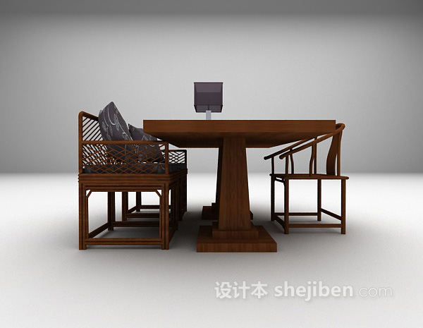 设计本中式风格桌椅组合推荐3d模型下载