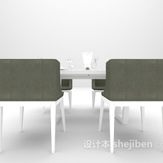 现代白色餐桌欣赏3d模型下载