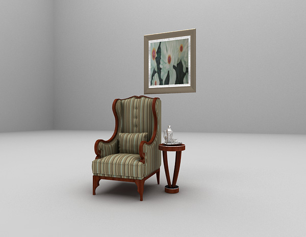 免费欧式条纹沙发3d模型下载