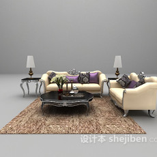 欧式沙发组合3d模型下载