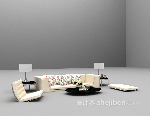 免费现代沙发场景3d模型下载