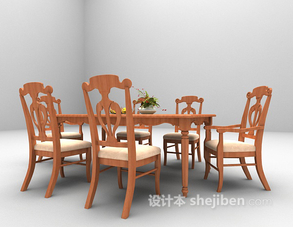 免费实木桌椅3d模型下载