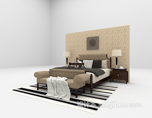 免费床具沙发组合3d模型下载