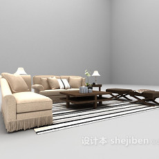 现代浅色组合沙发欣赏3d模型下载