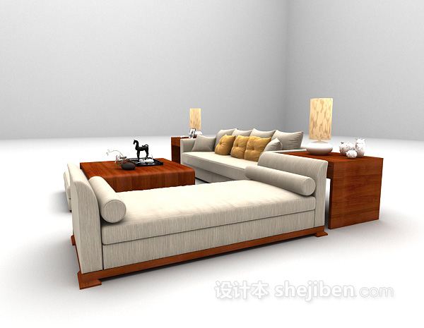 免费田园系组合沙发3d模型下载