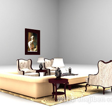 古典欧式沙发免费3d模型下载