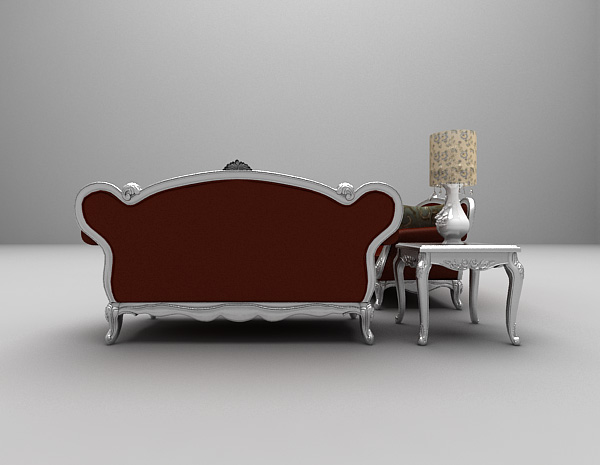 设计本欧式红色沙发3d模型下载