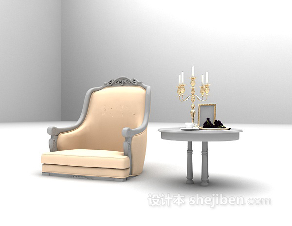 设计本欧式沙发椅3d模型下载