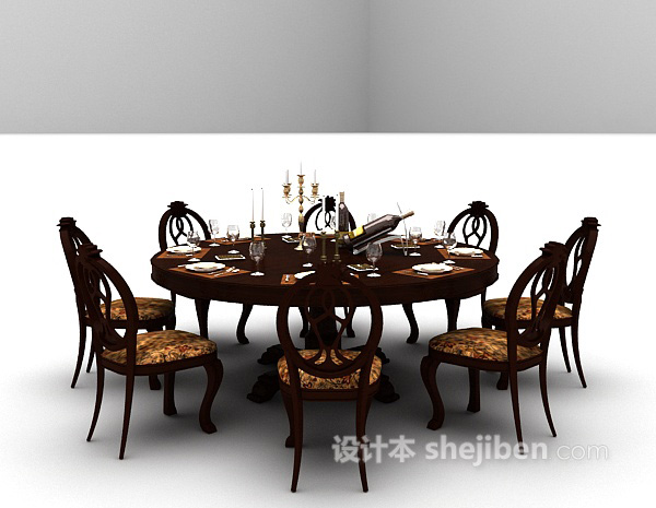 免费木质餐桌max3d模型下载